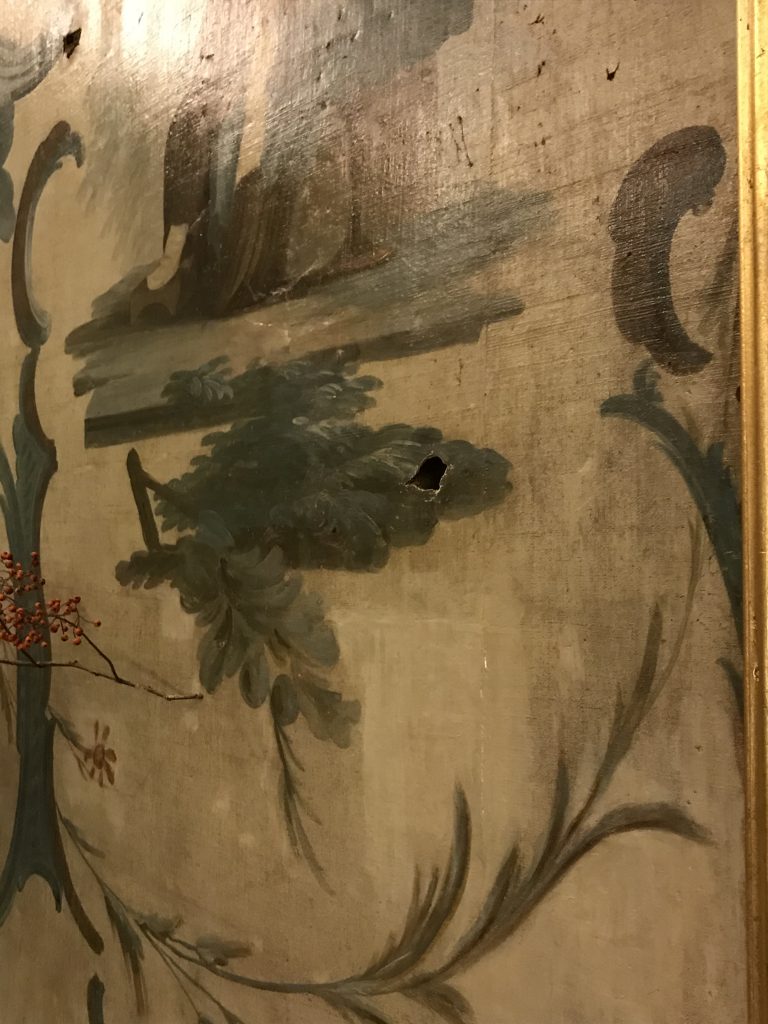 Damage to the interior of the Schloss caused by a bomb in 1944.