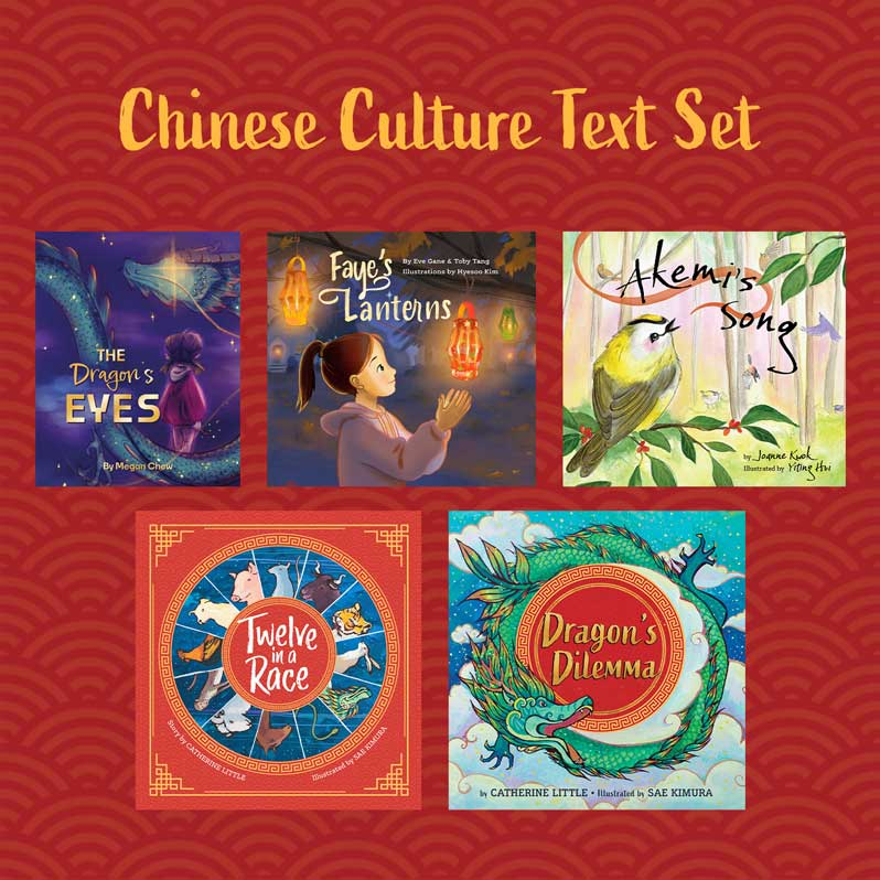 A photo of several books available from Plumleaf reflective of Chinese Culture